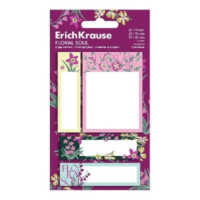 Бумажные флажки-закладки с клеевым краем ErichKrause Floral Soul 80л. 70х52мм 20х70мм 70х20мм 63793