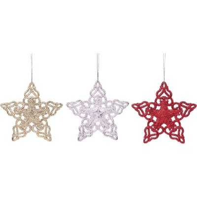 Украшение новогоднее из полипропилена Звезда набор из 3 штуки 10*10см 86446 Феникс-Презент