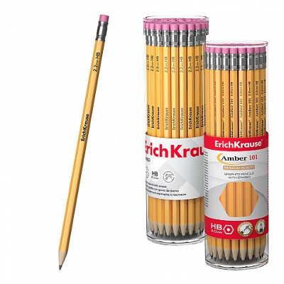 Карандаш ч/г ErichKrause Amber шестигранный, с ластиком HB 45602