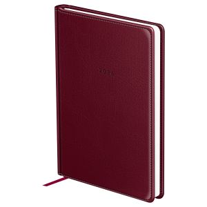 Ежедневник А5 176л. датированный 2026г. BG Nebraska. Dark red красный, кожзам 09366