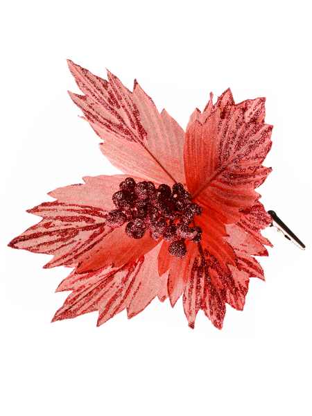 Новогоднее ёлочное украшение Блестящий розов цветок из полиэстера 25x25x15см 88705 Феникс-Презент