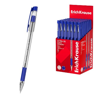 Ручка шариковая ErichKrause Ultra-30 Stick&Grip Classic 0,7мм. синяя 63683