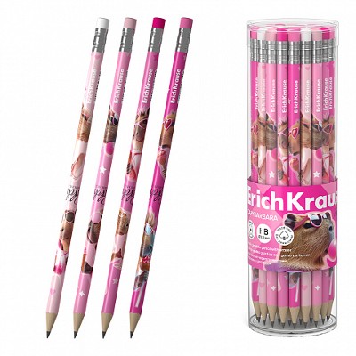 Карандаш ч/г пластиковый ErichKrause CapyBarbara круглый, с ластиком HB 62771