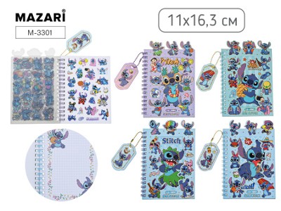 Блокнот Mazari Ушастик, с наклейками, на спирали 11х16,3см. 16л.+8л. с наклейками М-3301