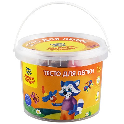 Тесто для лепки 12цв. 30гр. Мульти-Пульти Енот в деревне (в пластиковом стакане) ТЛ 12209