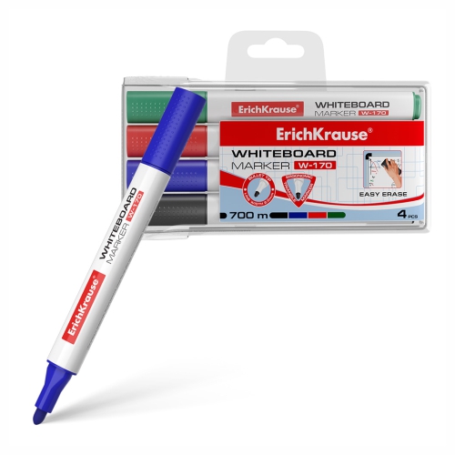 Набор маркеров для белой доски ErichKrause круглые, 4 цвета. W-170 13047