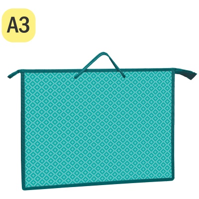 Папка для чертежей и рисунков А3 ArtSpace пластиковая, на молнии, Бирюзовый паттерн 25640