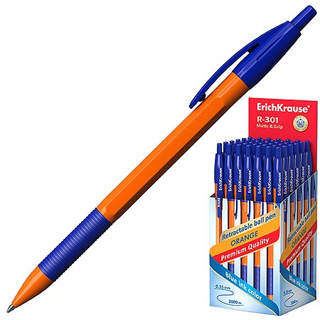 Ручка автоматическая шариковая ErichKrause R-301 Matic&Grip Orange 0.7, 46762