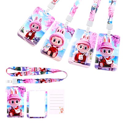 Бейдж вертикальный Mazari LABUBU с рисунком на ленте, пластиковый, 70х110мм. М-4863