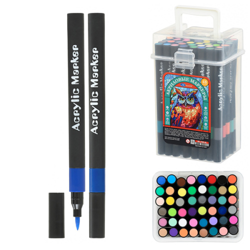 Набор маркеров акриловых Basir Зебра 48цв. с кистью на водной основе MC-7506-48