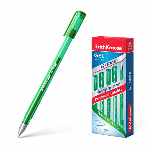 Ручка гелевая ErichKrause G-Tone зеленая 0,4 мм. 39016