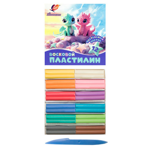 Пластилин восковой 12цв. 180гр. Луч Фантазия, пастельный 35С 2290-08