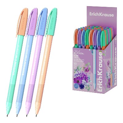Ручка шариковая ErichKrause U-108 Stick Pastel Bloom синяя 1мм. 61020