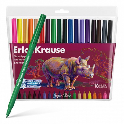 Фломастеры 18цв. ErichKrause Safari Ultra Washable 61837