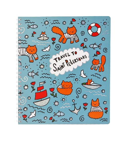 Тетрадь 80л. клетка на спирали Политехнология Питерские коты пластиковая обложка 3430