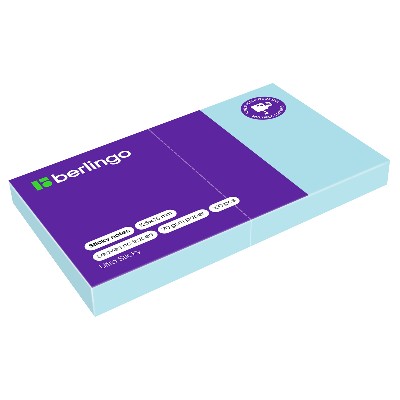 Бумага для заметок с клеевым краем 125*75мм. 100л. Berlingo Ultra Sticky пастель голубой 39302