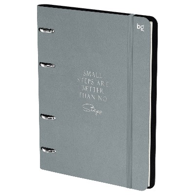 Тетрадь 120л. клетка, на кольцах со сменным блоком БиДжи Моно. Серый, кожзам 59501