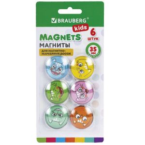 Магниты для доски стеклянные 35 мм, 6 шт. Brauberg 3D Коты в блистере 272516