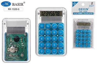 Калькулятор карманный Basir 8-ми разрядный, прозрачный голубой КК-1020-6