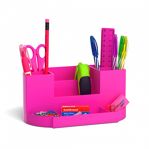 Органайзер настольный ErichKrause Victoria Neon Solid 13 предметов розовый 53263