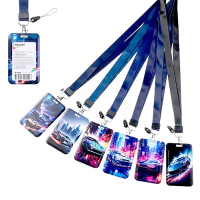 Бейдж вертикальный Mazari AUTO с рисунком на ленте, пластиковый, 70х110мм. М-4856