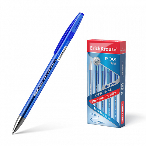 Ручка гелевая ErichKrause R-301 Original Gel Stick синяя 0,5мм. 40318