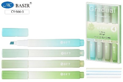 Набор маркеров текстовыделителей Basir Pastel зеленые оттенки, 4 цвета CY-566-3