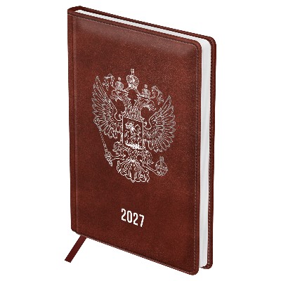 Ежедневник А5 176л. датированный 2027г. БиДжи Орел, коричневый, кожзам 68199