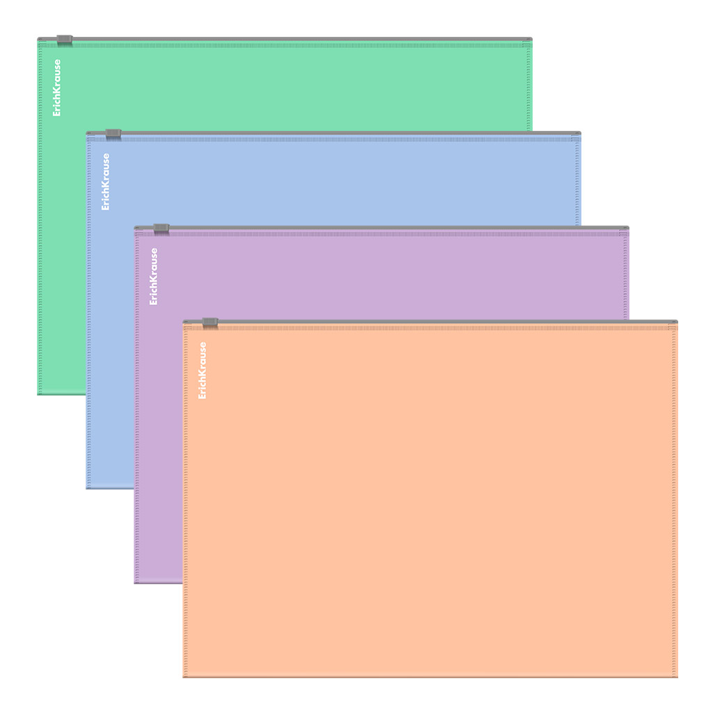 Папка-конверт на молнии А5+ Zip-пакет ErichKrause Matt Pastel Bloom ассорти 61170