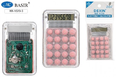 Калькулятор карманный Basir 8-ми разрядный, прозрачный розовый КК-1020-3