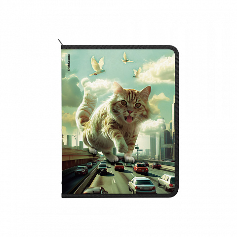 Папка для тетрадей А4 ErichKrause Big City Cats, пластиковая на молнии 63514
