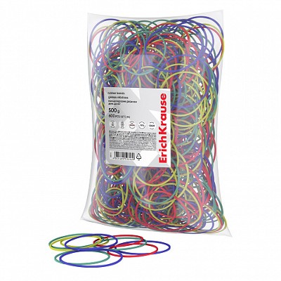 Резинки канцелярские для денег ErichKrause  500гр. d-60мм. цветные 59816
