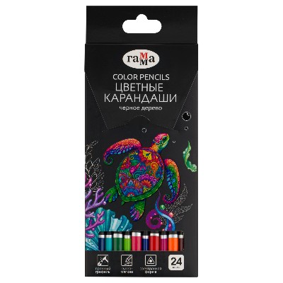 Карандаши цветные 24цв. Гамма Классические черное дерево 112025