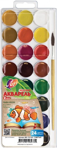 Краски акварельные медовые 24цв. с/к. пл. уп. Луч Zoo 29С 1727-08