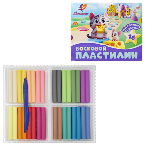 Пластилин восковой 16цв. 240гр. Луч Фантазия, пастельный 35С 2291-08