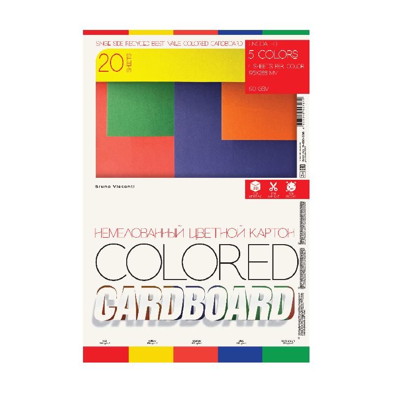 Картон цветной А4 20л. 5цв. Bruno Visconti Bright Colors 11-420-336