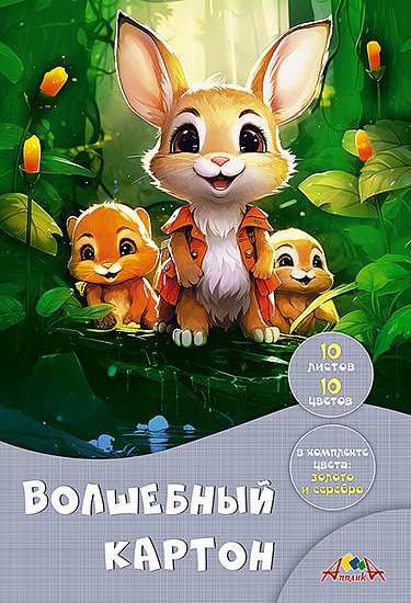 Картон цветной волшебный А4 10цв. 10л. Апплика Лесные друзья С0010-39