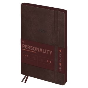 Ежедневник А5 176л. датированный 2026г. BG Personality. Mokko кожзам. темно-коричневый 09423 
