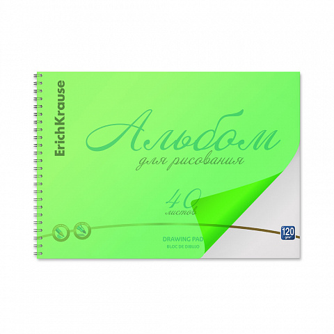 Альбом для рисования на спирали, с пластиковой обложкой 40л. ErichKrause Neon зеленый 58605