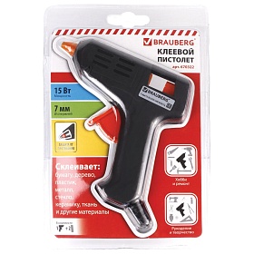 Клеевой термо-пистолет 7мм. Brauberg в блистере 670322