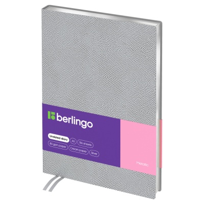 Ежедневник А5 136л. недатированный Berlingo Metallic кожзам сереб. металлик, серебряный срез 93521