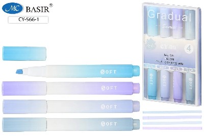 Набор маркеров текстовыделителей Basir Pastel голубые и сиреневые оттенки, 4 цвета CY-566-1