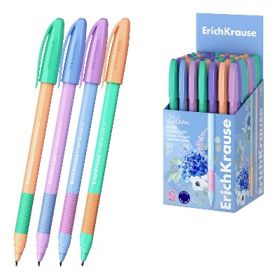 Ручка шариковая ErichKrause U-109 Stick&Grip Pastel Bloom синяя 1мм. 61025