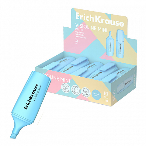 Маркер текстовый ErichKrause Visioline Mini Pastel голубой 60802