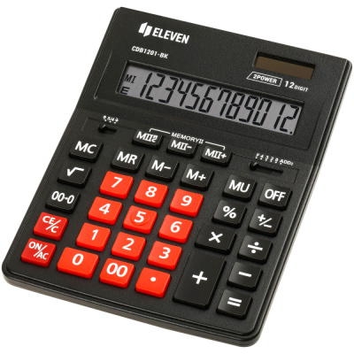 Калькулятор Eleven Business Line 12-ти разрядный, двойное питание, черный/красный CDB1201-BK/RD