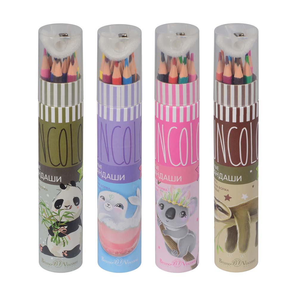Карандаши цветные 12 цв. BrunoVisconti FunColor пластиковые, в тубе с точилкой 30-0085