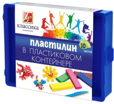 Пластилин 10цв. 200гр.  Луч Классика со стеком в пластиковом контейнере 20С 1345-08