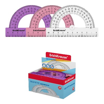 Транспортир пластиковый ErichKrause Candy 180 градусов 10см. 57915