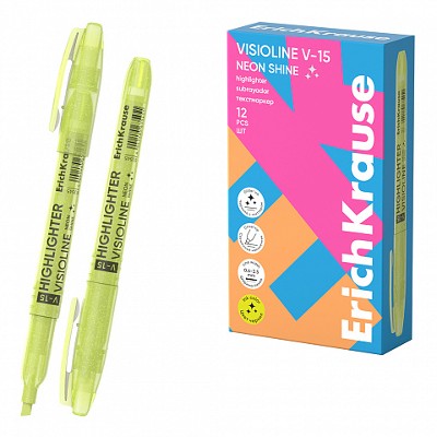 Маркер текстовый ErichKrause Visioline V-15 Neon Shine желтый 63545