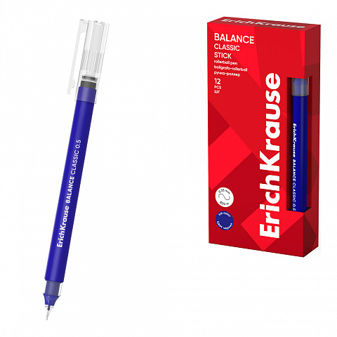 Ручка-роллер ErichKrause Balance Stick Classic синяя 0,5мм. 63147